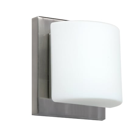 Besa Lighting Paolo Mini Sconce, Opal Matte, Satin Nickel Finish, 1x5W LED 1WS-787307-LED-SN